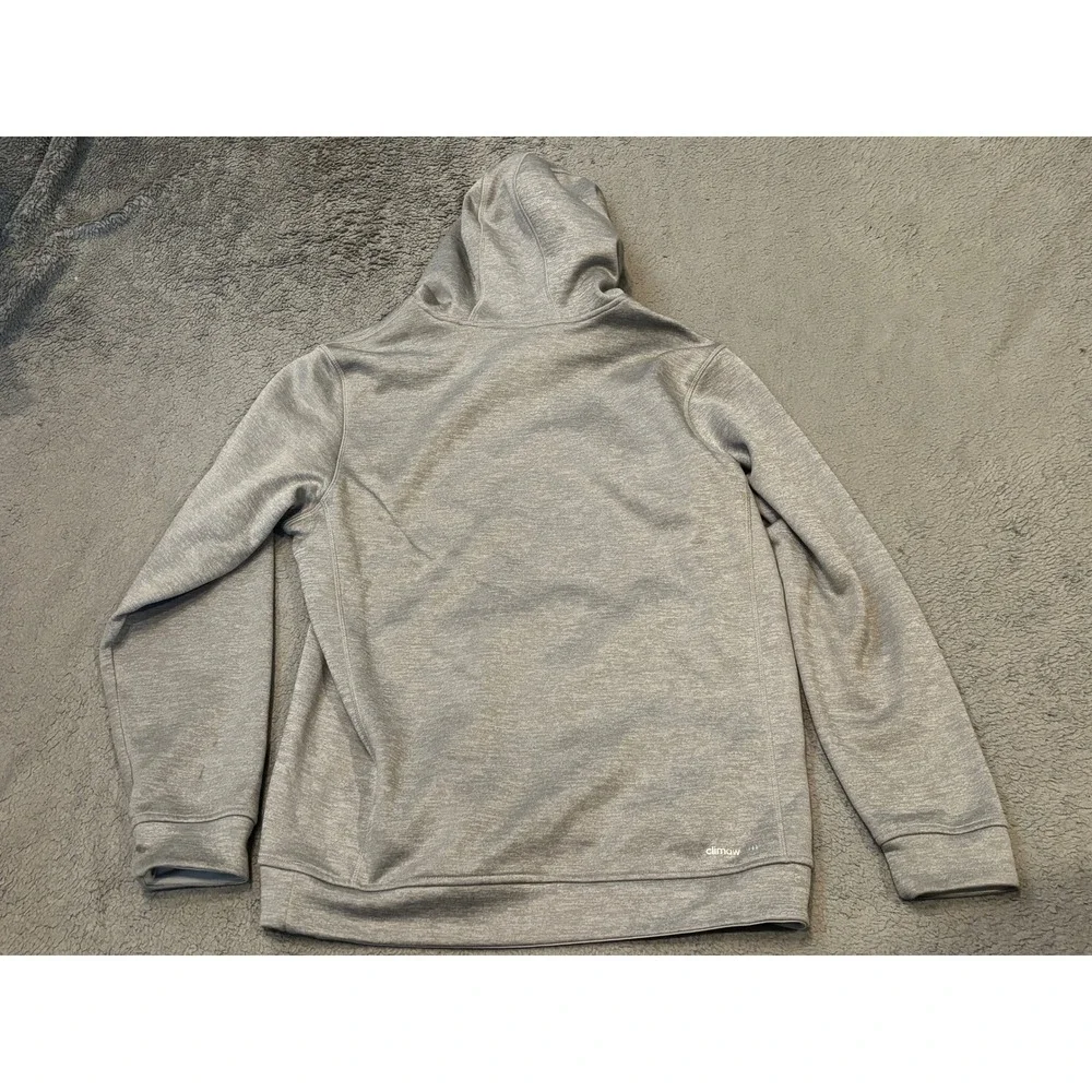 Adidas Climawarm Hoodie Mens Medium Grey Heather Pullover Sweatshirt Logo